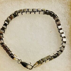 Vintage silver bracelet cube link Bracelet made in Italy 925 silver 22 grams